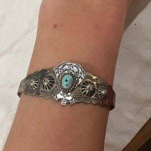 South American Silver Turquoise Bracelet